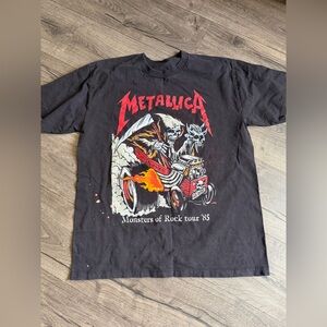 METALLICA T-shirt Monsters of Rock tour '85 Heavy Metal Tee Men's Black M/L